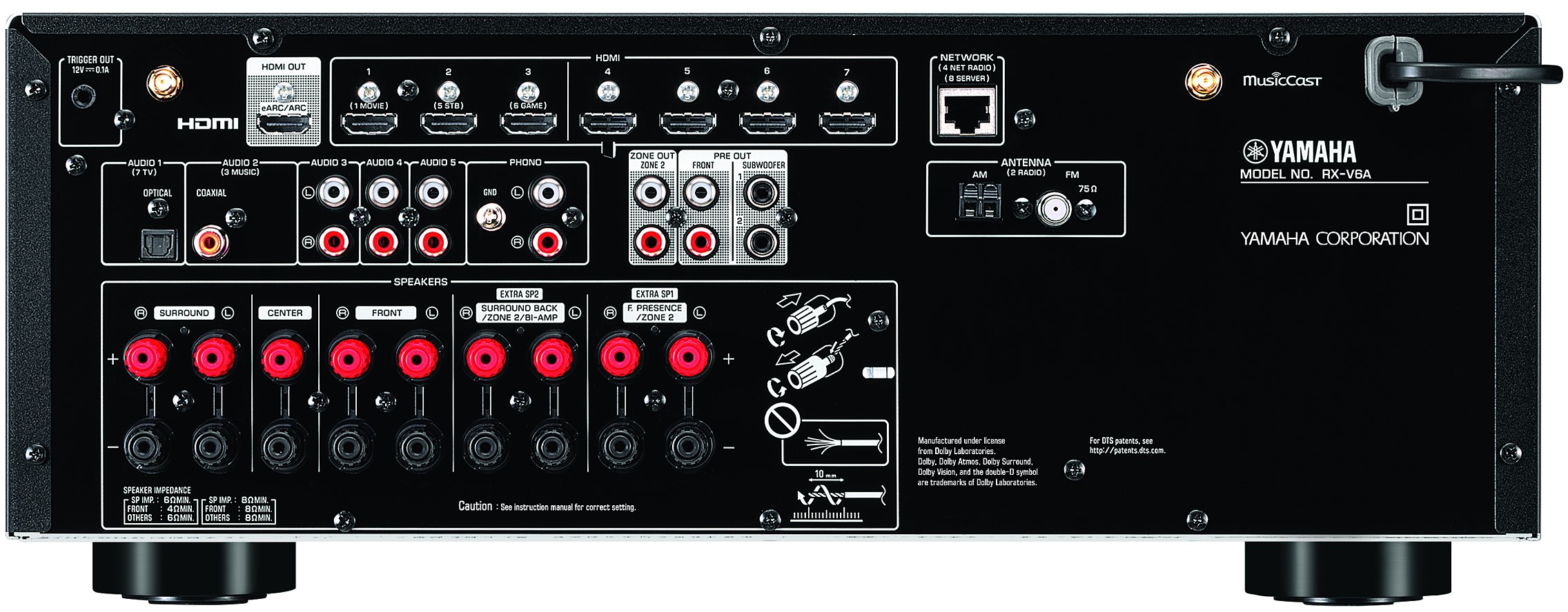 Yamaha RX-V6A AV Receiver 7.2 ch AV receiver with CINEMA DSP 3D, HDMI ...
