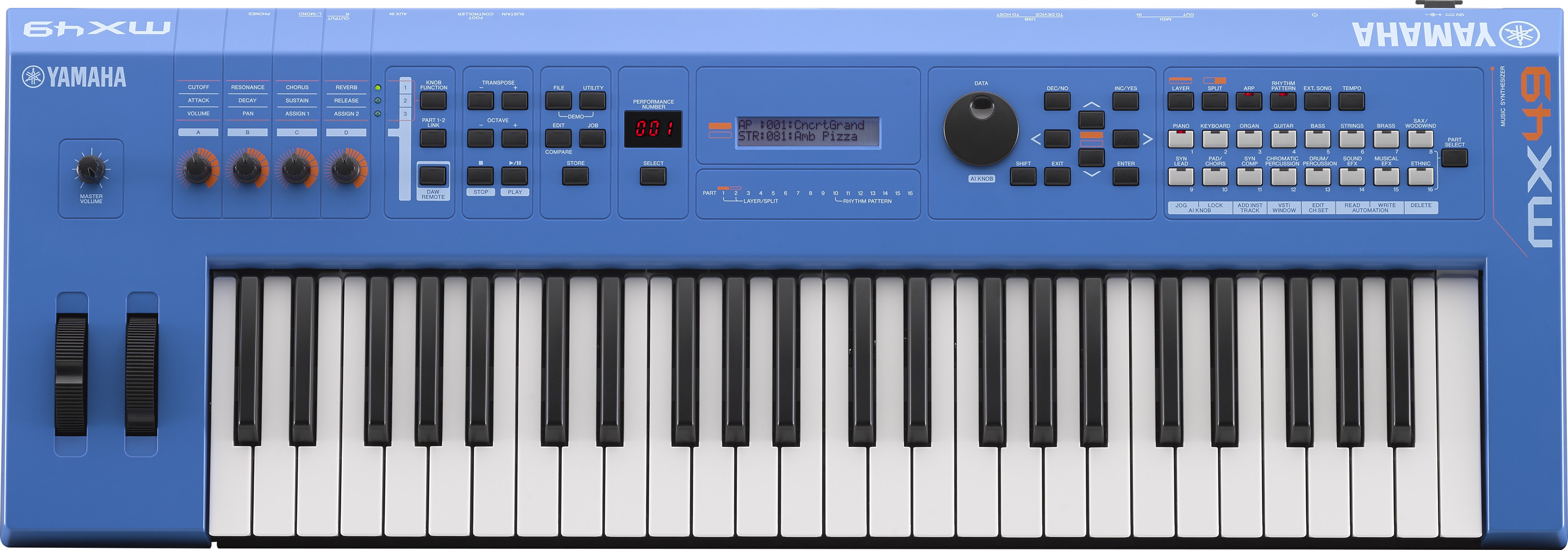 Yamaha MX49 Version 2 Synthesizer 49 Key Edition, In Blue Finish