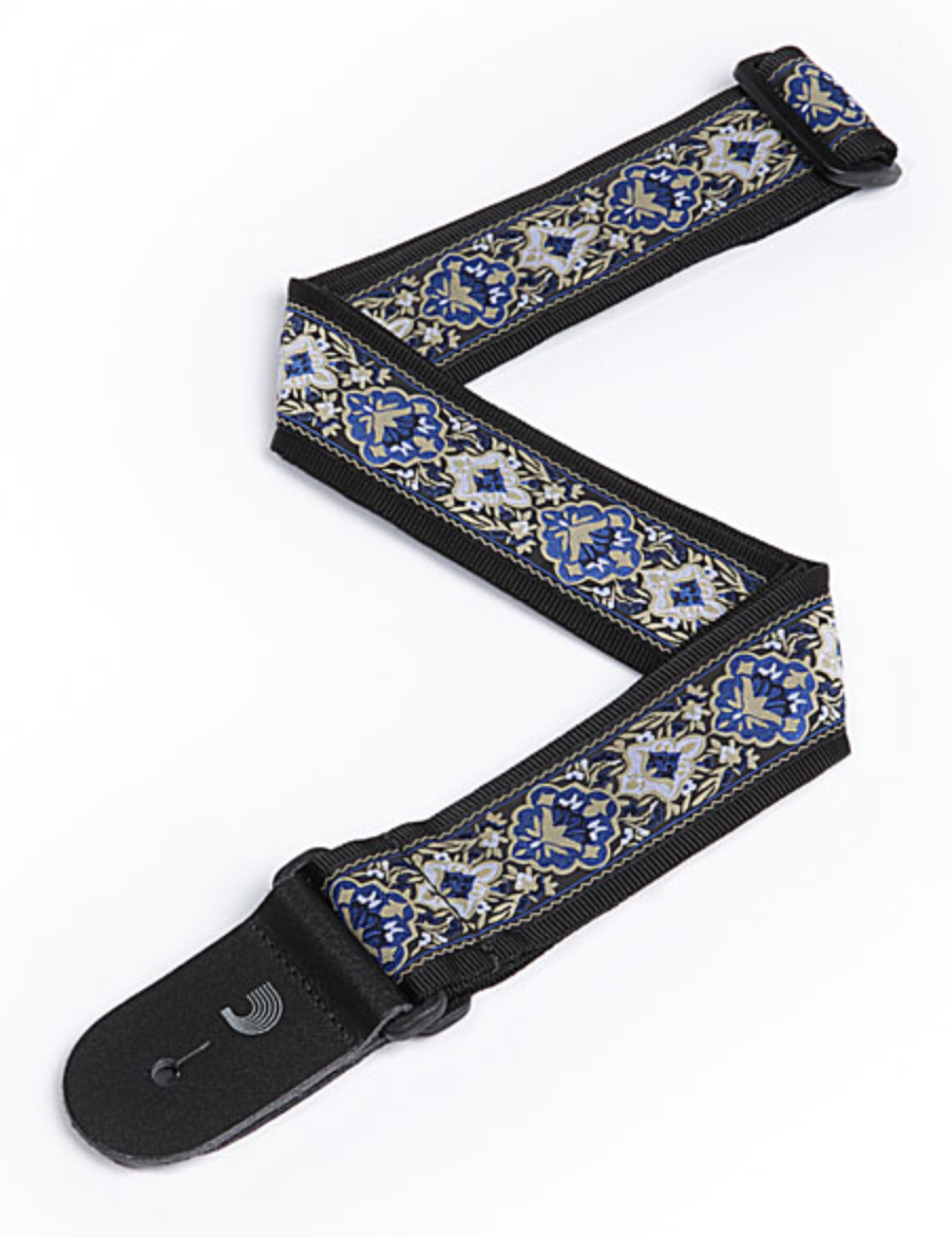 Waves Woven Guitar Strap, Blue Jaquard Design Yamaha Music London