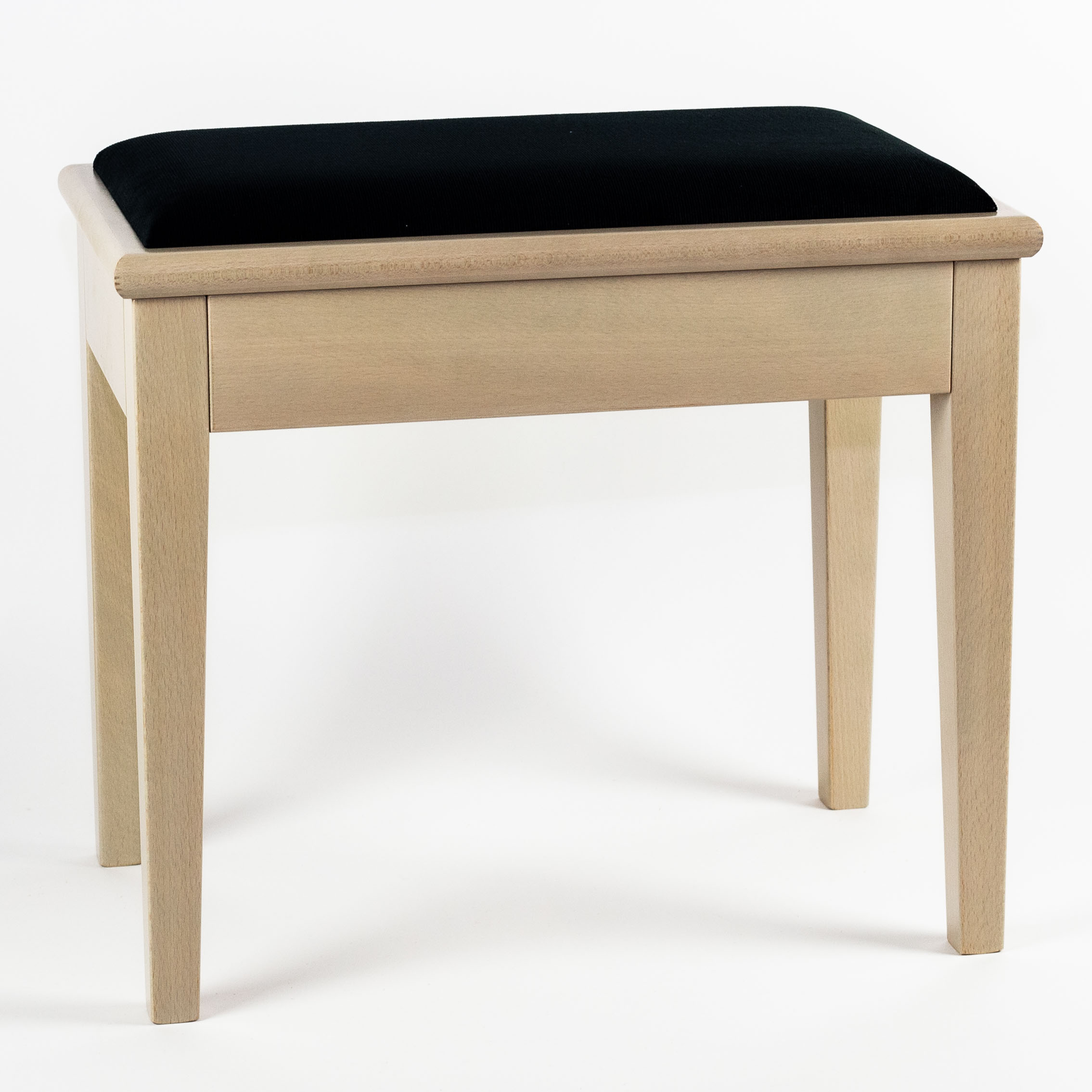5016 Solo Piano Stool with Storage In White Ash Finish with Black Dralon Seat Top