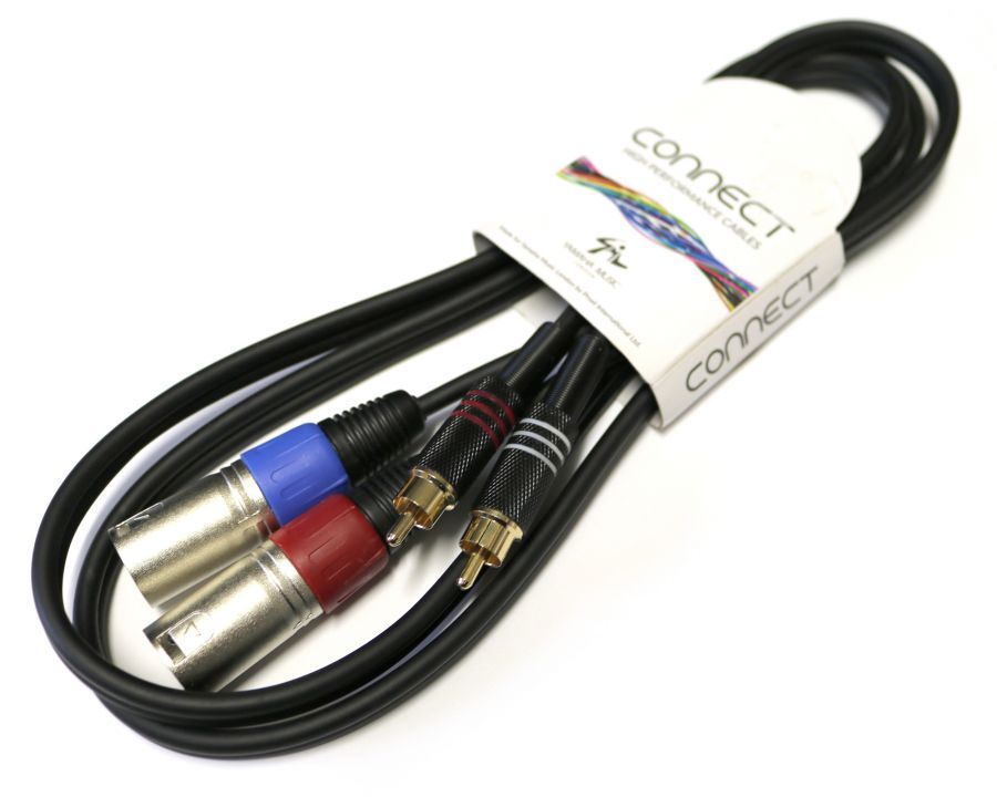 Connect DJ/HiFi Cable in Black 1.5m 2x XLR (Female) >> 2x RCA Phono