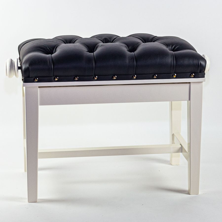 YML 5020AC Adjustable Solo Concert Piano Stool In Polished White Finish