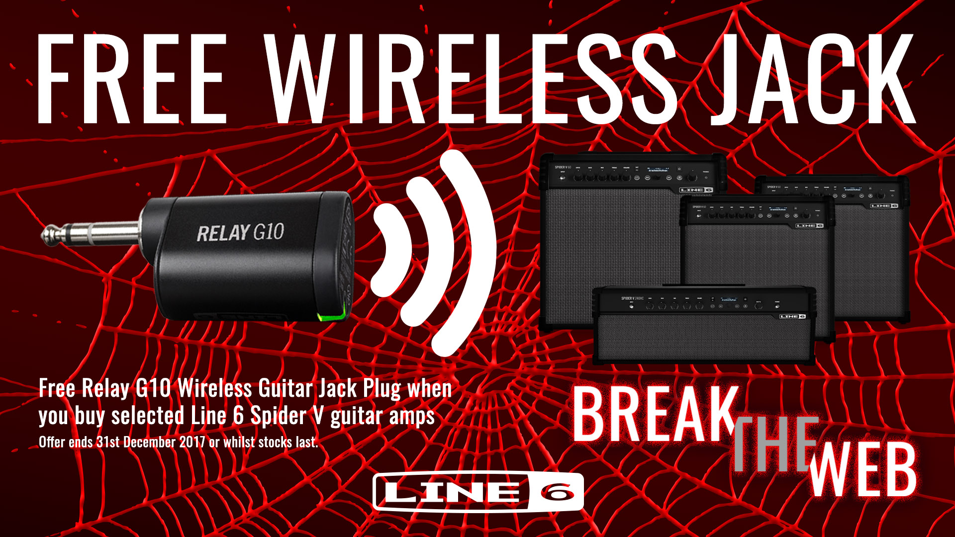 Free Wireless Guitar Jack with Selected Line 6 Spider V Amps Yamaha