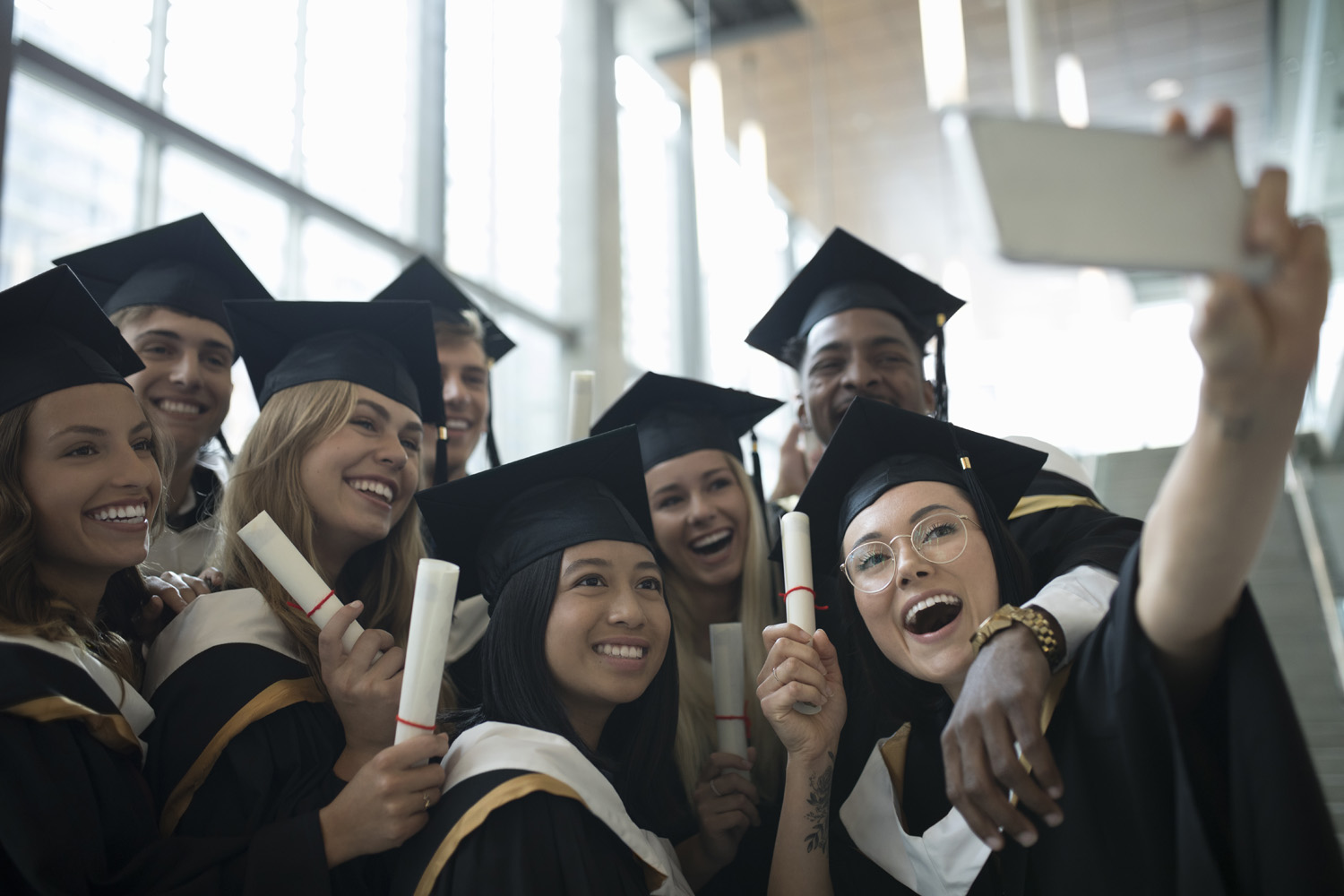 Photo of university students celebrating their graduation