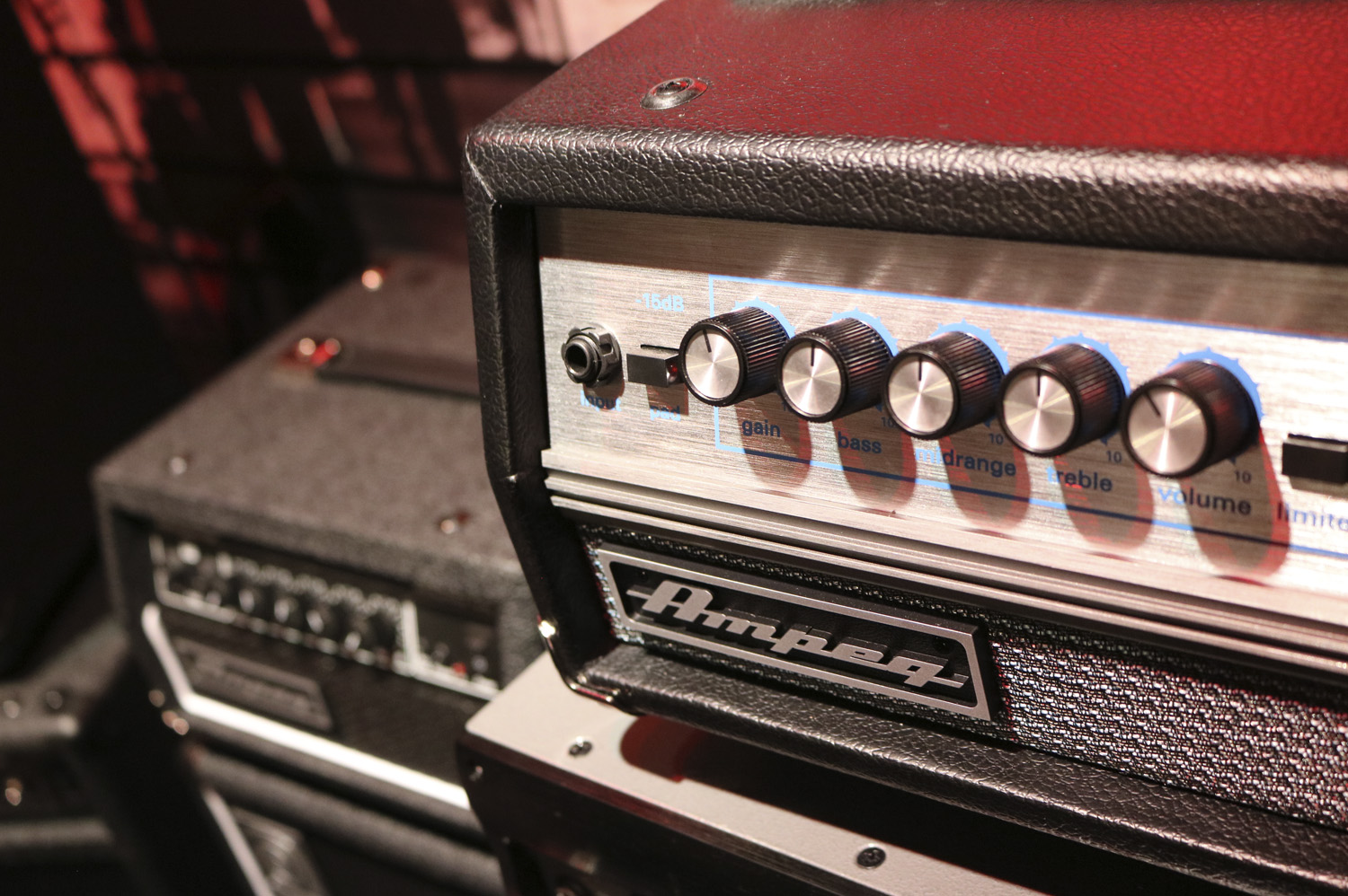 Photo of Ampeg Bass Amps on display