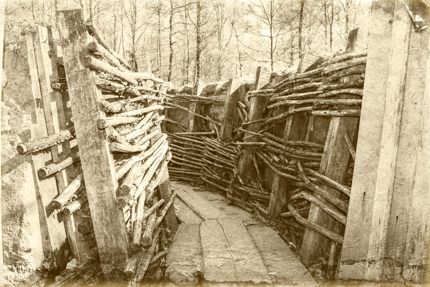 A photo of a trench in the First World War