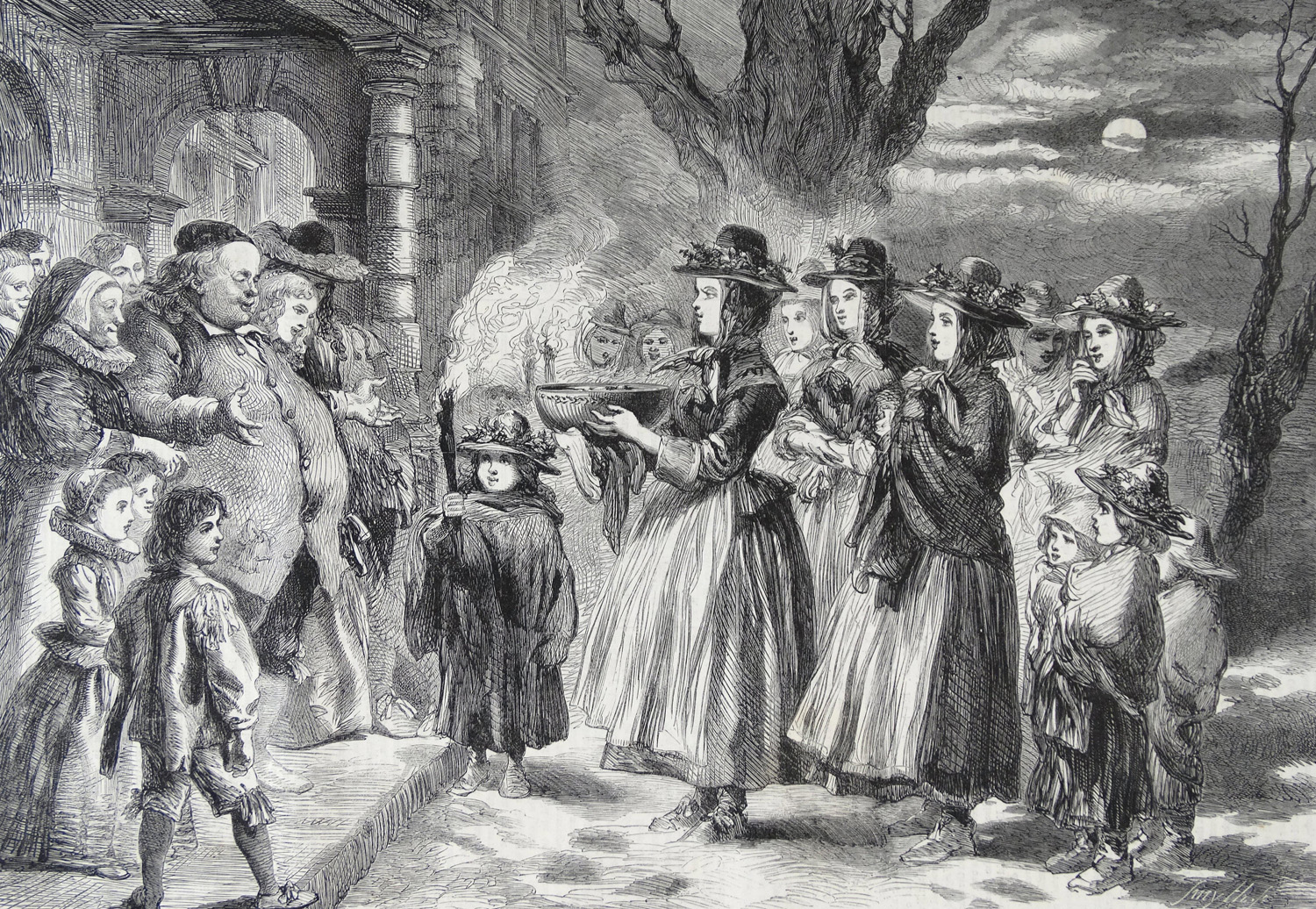 An 1860 illustrating the practise of wassailing