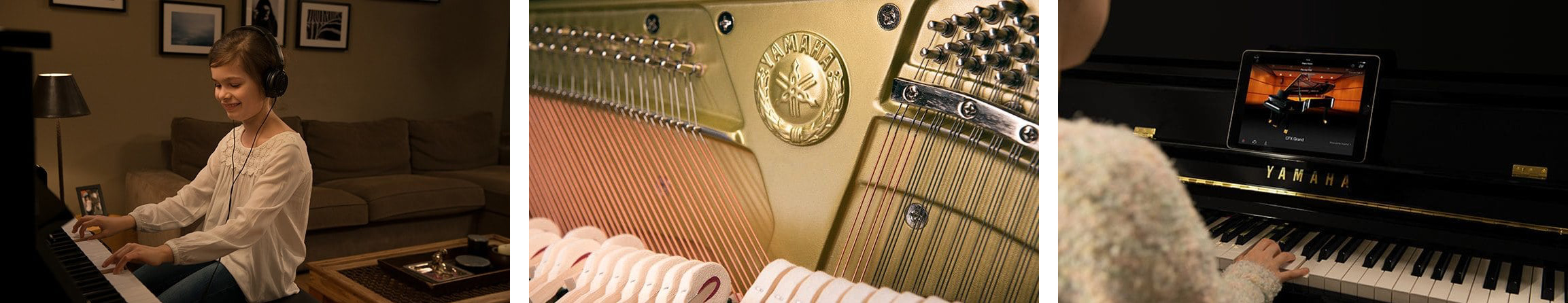 3 photos of a Silent piano