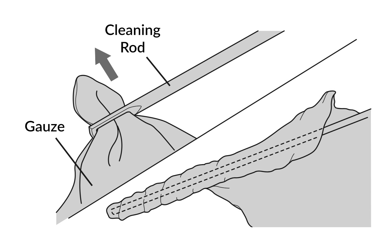 Wrapping Polishing Gauze Around a Cleaning Rod
