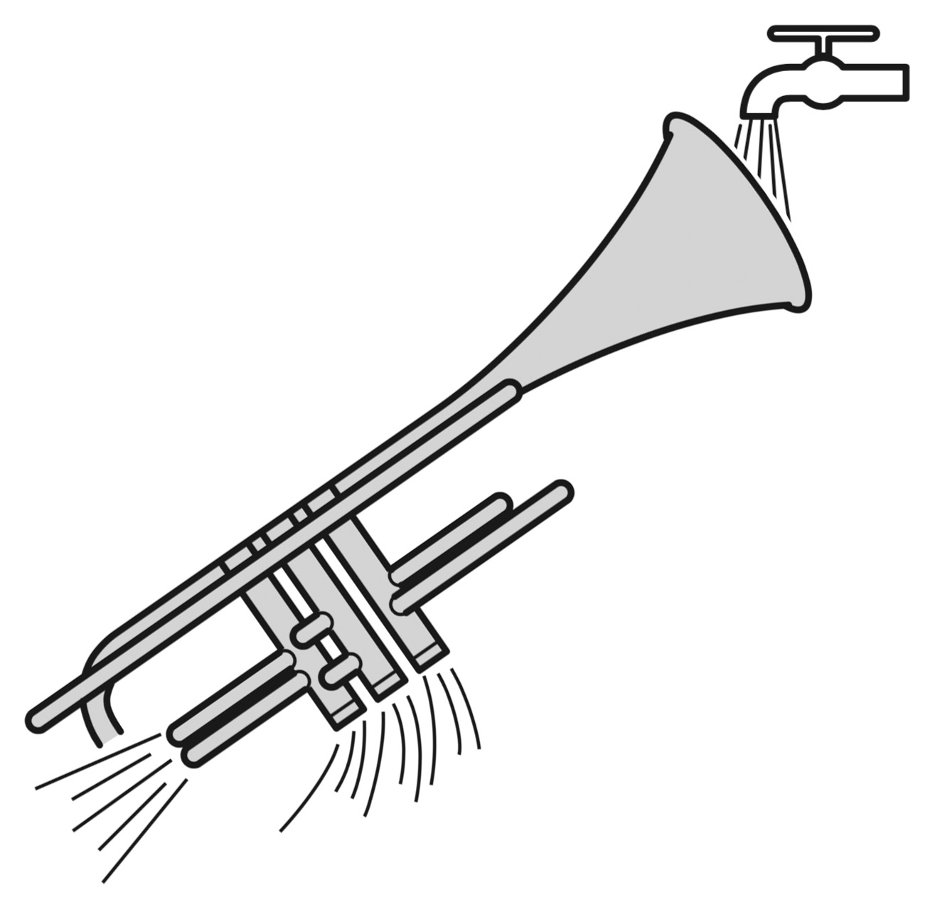 Running clean water through the trumpet body