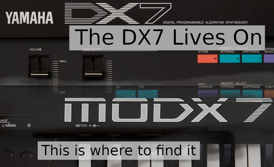 Photo of a Yamaha DX7 MODX7 keyboards