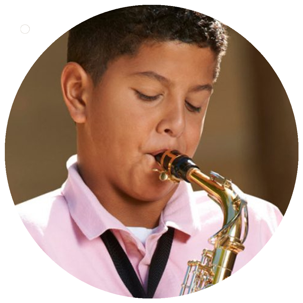 Child playing saxophone