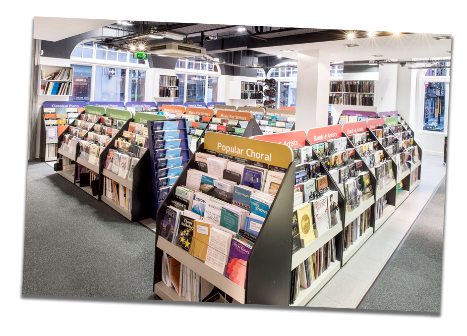 Photo of the sheet music section at Yamaha Music London