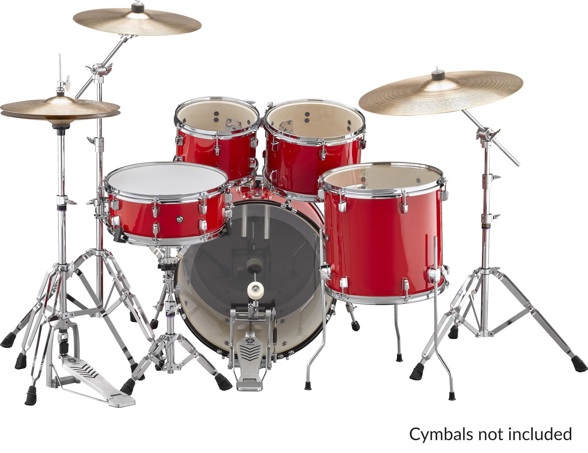 Yamaha Rydeen Drum Shell Kit With Hardware, 20" Kick Drum In Hot Red