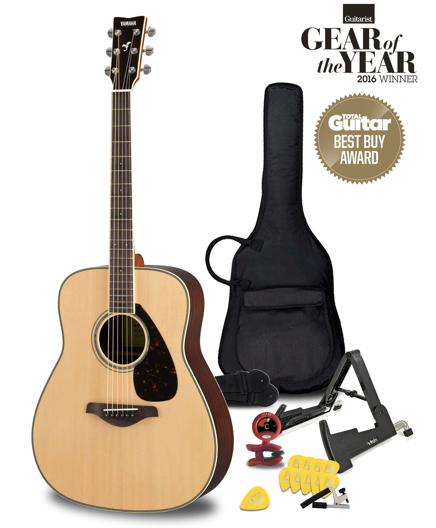 Yamaha FG830 Beginner Acoustic Guitar Package In Natural Finish